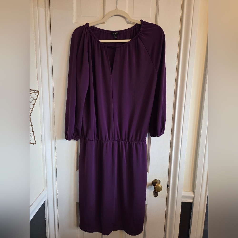 Talbots Deep Purple Long Sleeve Dress